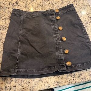 Free People Charcoal Button-Down Mini Skirt